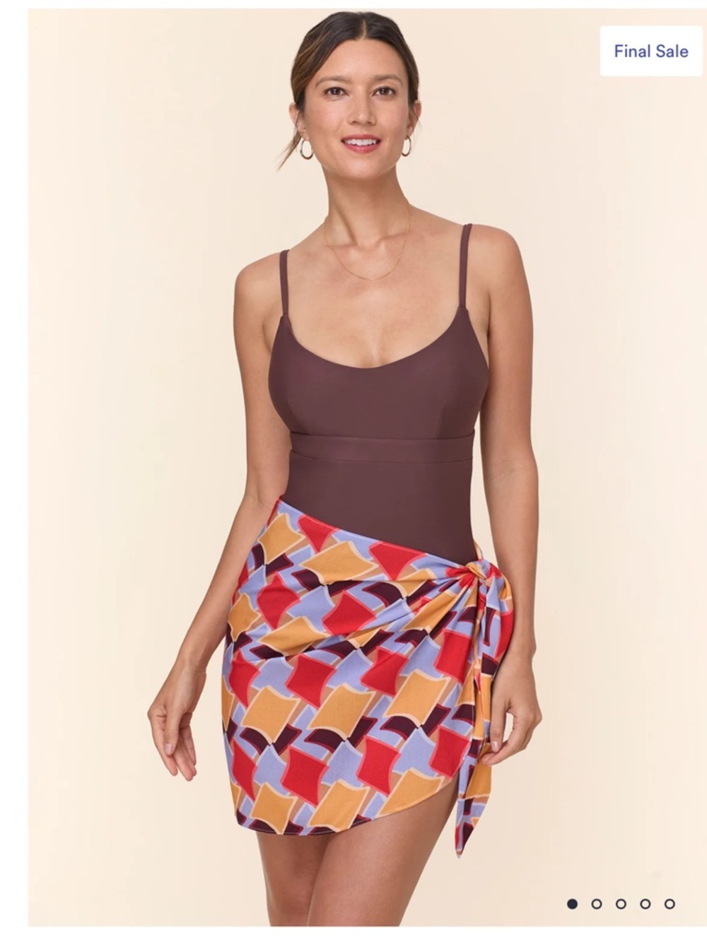 Andie Chocolate Brown with Patterned Sarong NWT